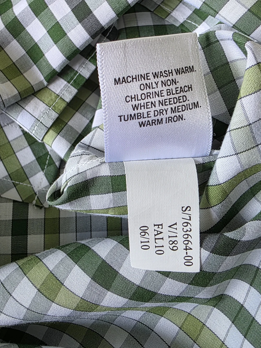 Banana Republic Green and White Checked Dress Shirt
